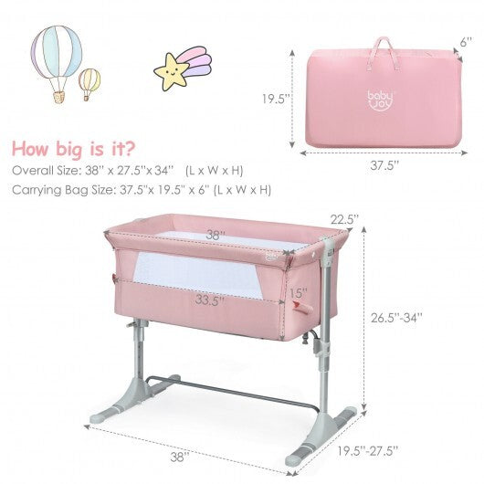 Travel Portable Baby Bed Side Sleeper  Bassinet Crib with Carrying Bag-Pink - Color: Pink LuxuryLifeWay Online Store