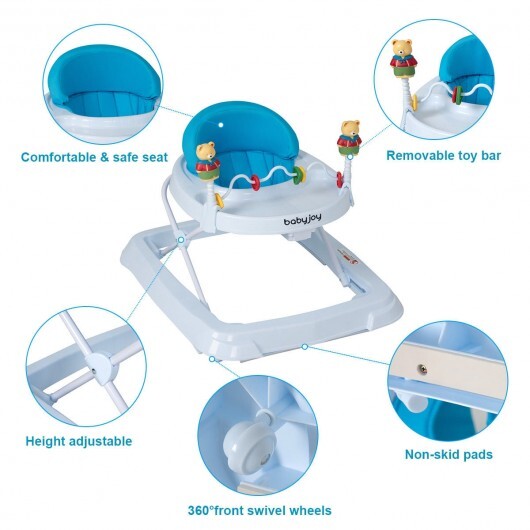 Adjustable Height Removable Folding Portable Baby Walker-Blue LuxuryLifeWay Online Store