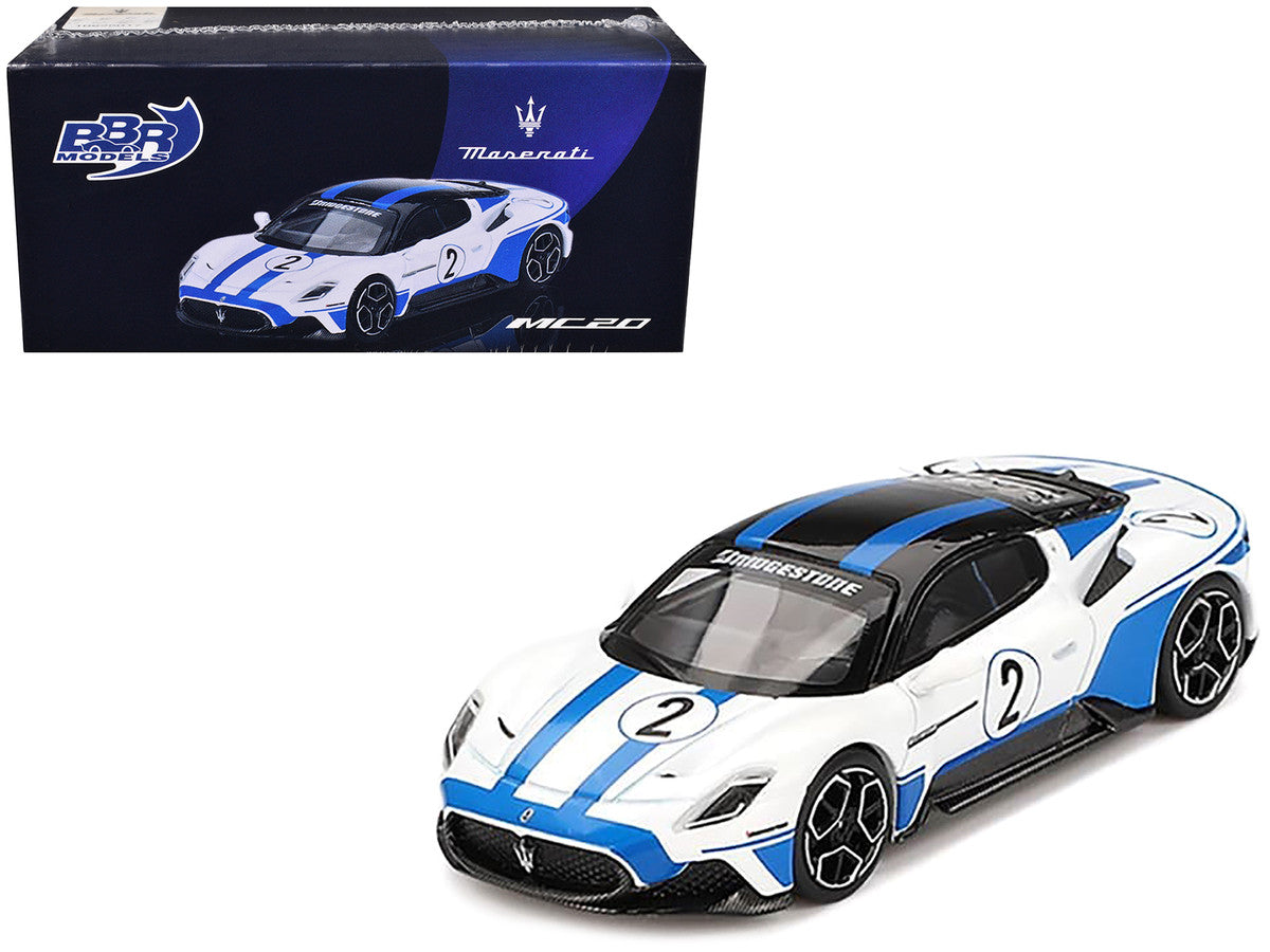 Maserati MC20 #2 White with Blue Stripes and Black Top "Maserati Performance Experience" 1/64 Diecast Model Car by BBR LuxuryLifeWay Online Store