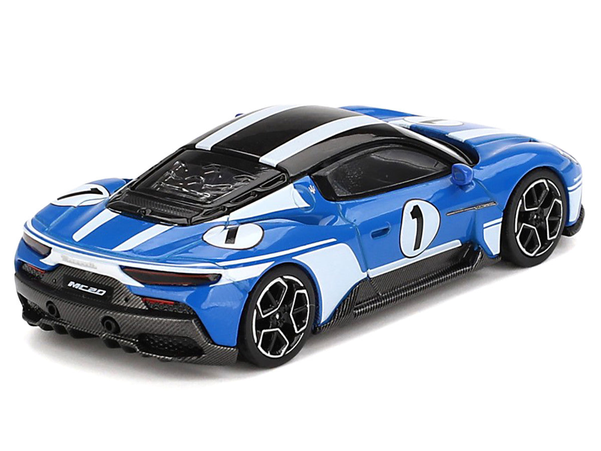 Maserati MC20 #1 Blue with White Stripes and Black Top "Maserati Performance Experience" 1/64 Diecast Model Car by BBR LuxuryLifeWay Online Store
