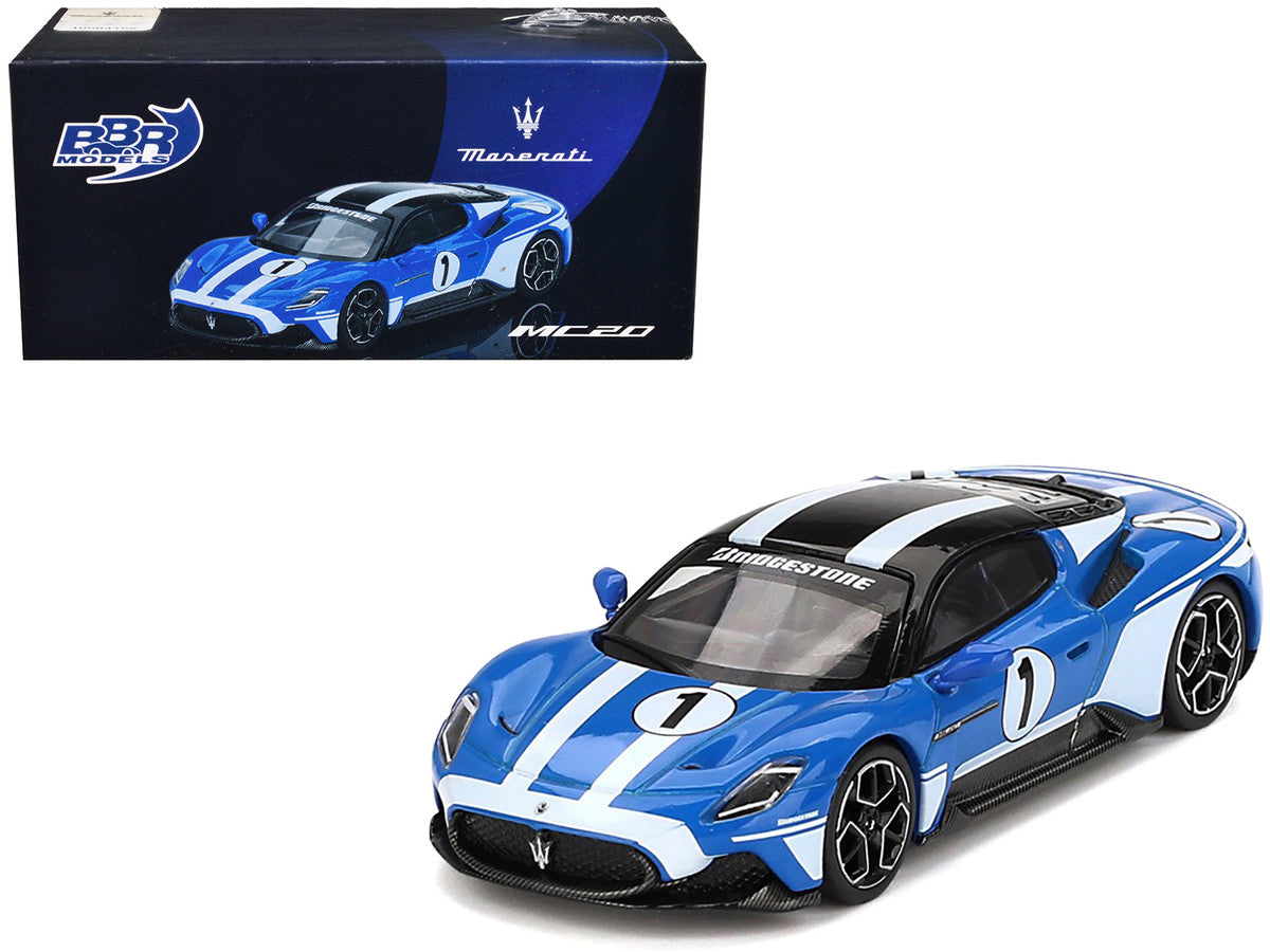 Maserati MC20 #1 Blue with White Stripes and Black Top "Maserati Performance Experience" 1/64 Diecast Model Car by BBR LuxuryLifeWay Online Store