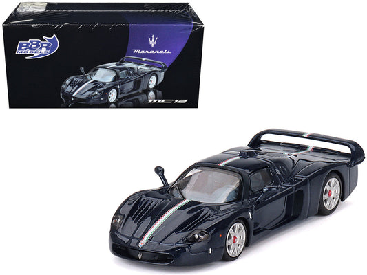 Maserati MC12 Stradale Blue Metallic with White Stripe 1/64 Diecast Model Car by BBR LuxuryLifeWay Online Store