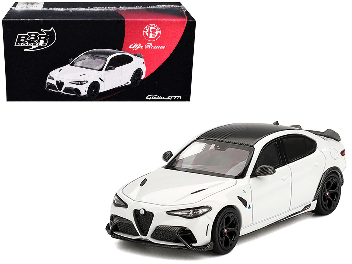 Alfa Romeo Giulia GTA White with Carbon Top 1/64 Diecast Model Car by BBR LuxuryLifeWay Online Store