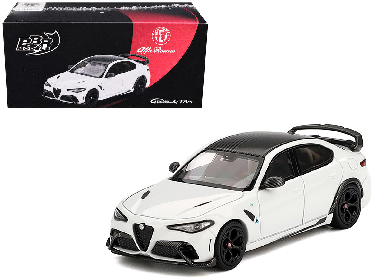 Alfa Romeo Giulia GTAm White with Carbon Top 1/64 Diecast Model Car by BBR LuxuryLifeWay Online Store