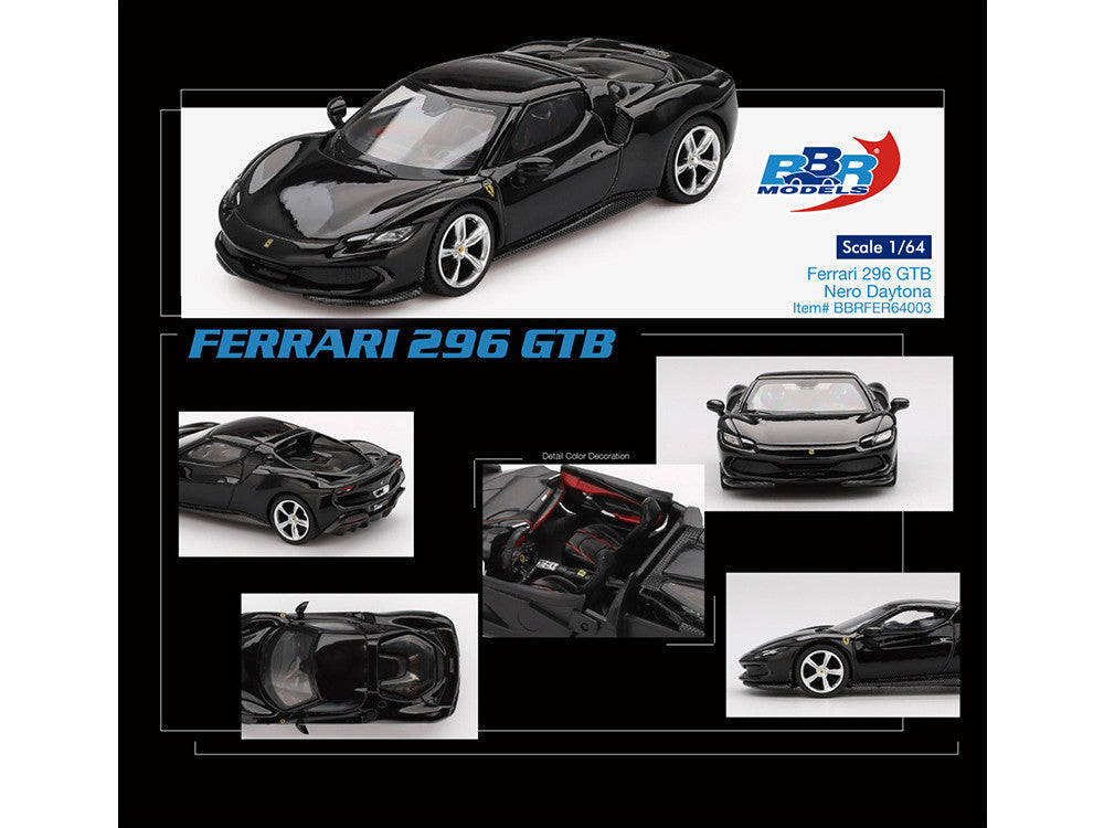 Ferrari 296 GTB Nero Daytona Black 1/64 Diecast Model Car by BBR LuxuryLifeWay Online Store