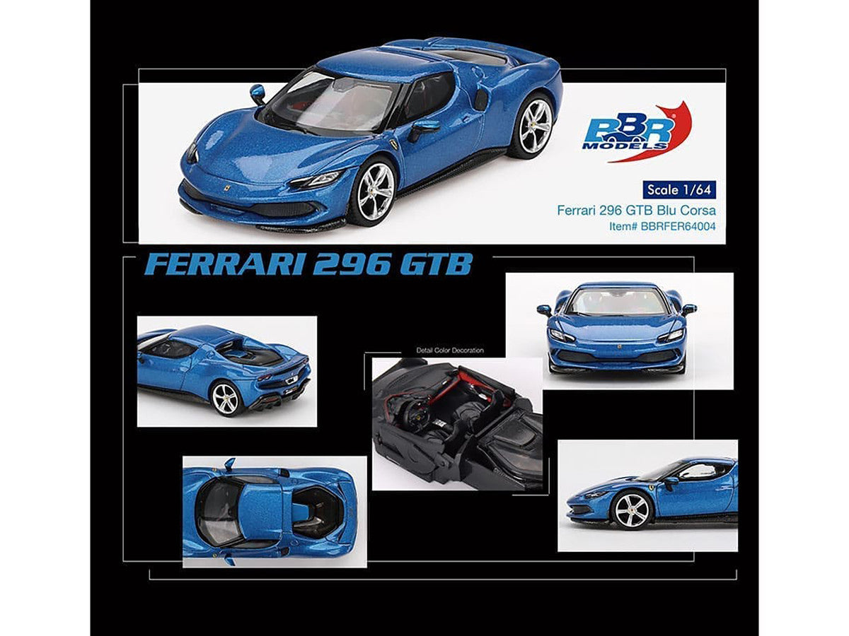 Ferrari 296 GTB Blue Corsa 1/64 Diecast Model Car by BBR LuxuryLifeWay Online Store