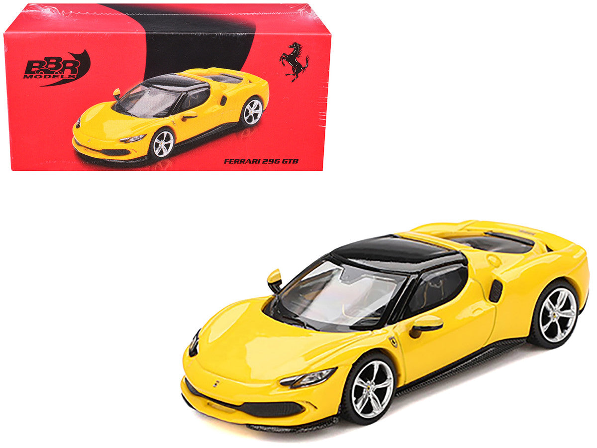 Ferrari 296 GTB Giallo Modena Yellow with Black Top 1/64 Diecast Model Car by BBR LuxuryLifeWay Online Store