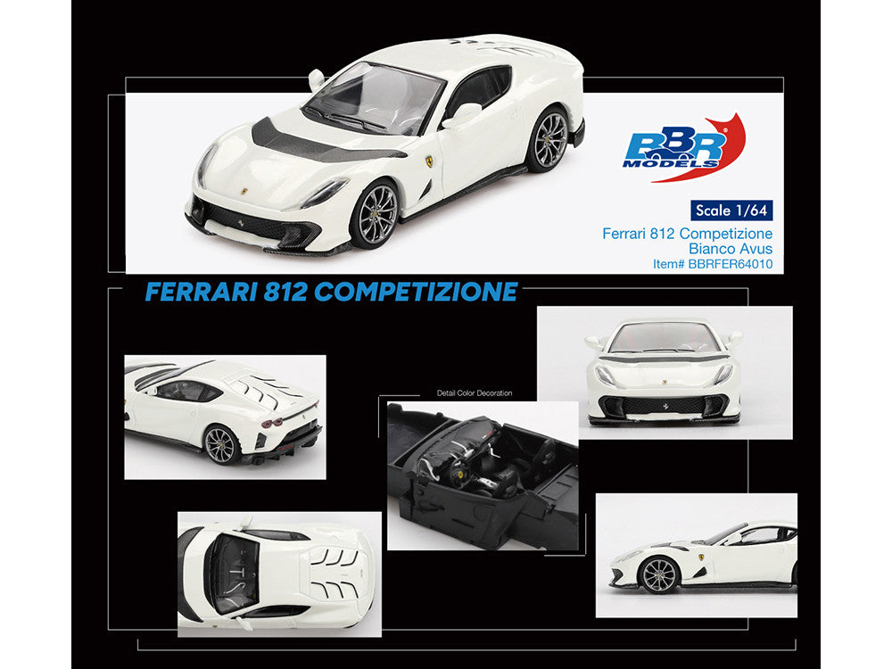 Ferrari 812 Competizione Bianco Avus White 1/64 Diecast Model Car by BBR LuxuryLifeWay Online Store