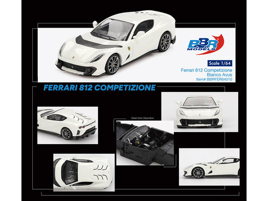 Ferrari 812 Competizione Bianco Avus White 1/64 Diecast Model Car by BBR LuxuryLifeWay Online Store