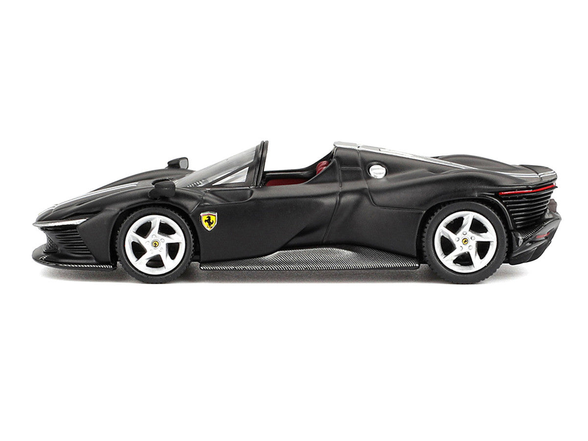 Ferrari Daytona SP3 Matt Black with White Stripes and Red Interior 1/64 Diecast Model Car by BBR LuxuryLifeWay Online Store
