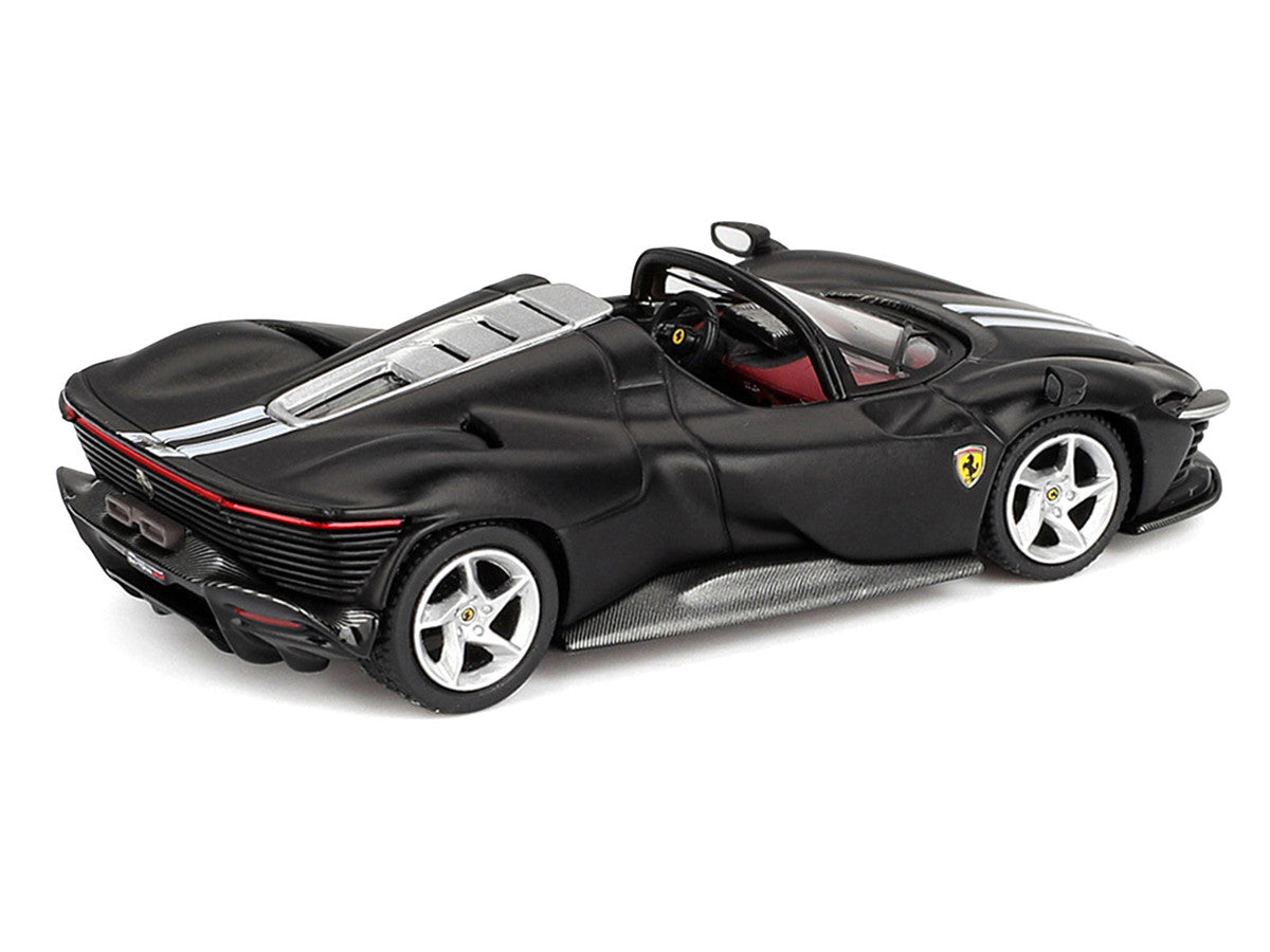 Ferrari Daytona SP3 Matt Black with White Stripes and Red Interior 1/64 Diecast Model Car by BBR LuxuryLifeWay Online Store