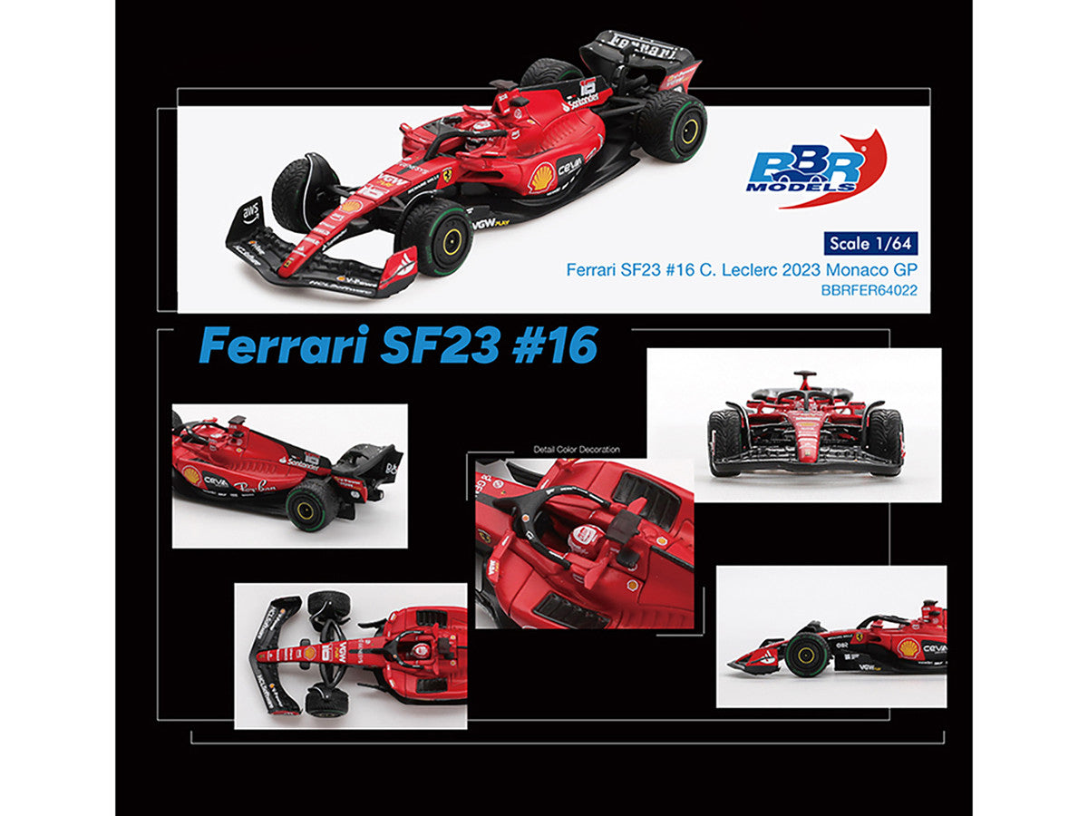Ferrari SF-23 #16 Charles Leclerc Formula One F1 "Monaco GP" (2023) 1/64 Diecast Model Car by BBR Models LuxuryLifeWay Online Store