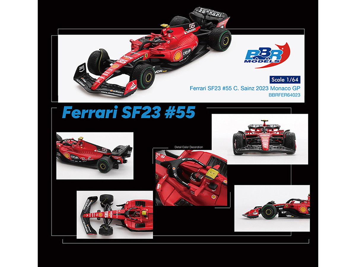 Ferrari SF-23 #55 Carlos Sainz Formula One F1 "Monaco GP" (2023) 1/64 Diecast Model Car by BBR Models LuxuryLifeWay Online Store
