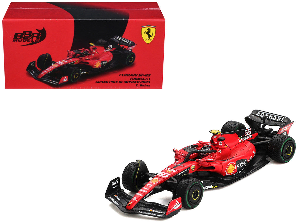 Ferrari SF-23 #55 Carlos Sainz Formula One F1 "Monaco GP" (2023) 1/64 Diecast Model Car by BBR Models LuxuryLifeWay Online Store