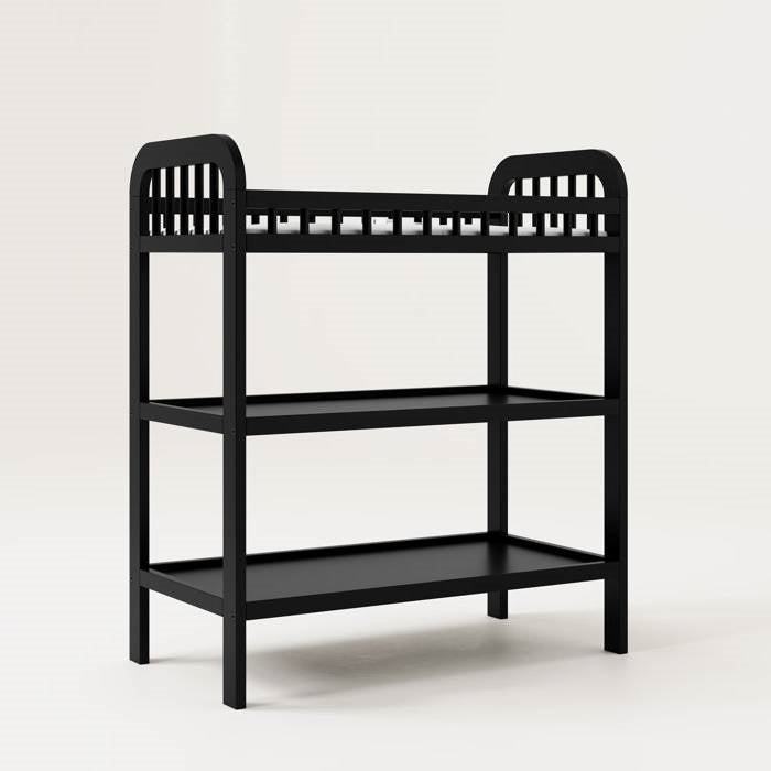 Baby Changing Table in Black Wood Finish with Safety Rail and Changing Pad LuxuryLifeWay Online Store