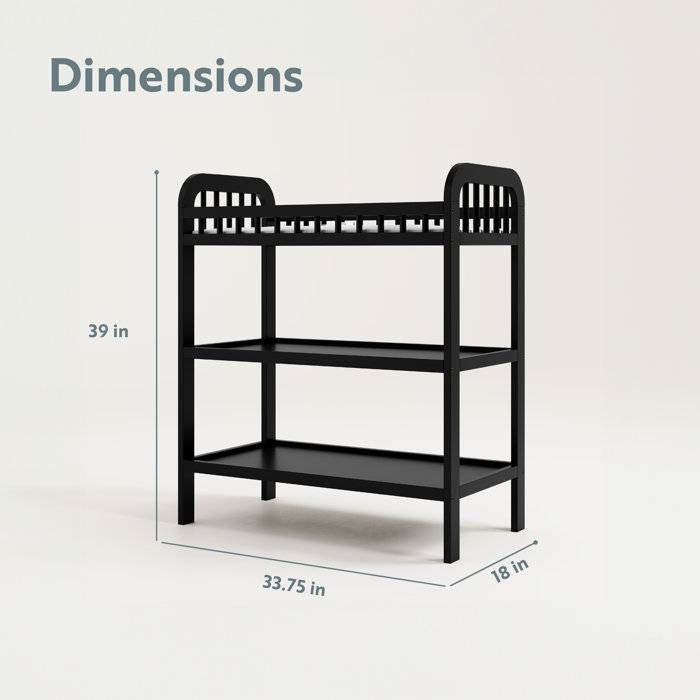 Baby Changing Table in Black Wood Finish with Safety Rail and Changing Pad LuxuryLifeWay Online Store