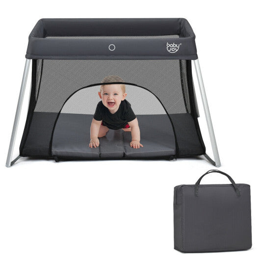 Lightweight Foldable Baby Playpen w/ Carry Bag-Dark Gray - Color: Dark Gray LuxuryLifeWay Online Store