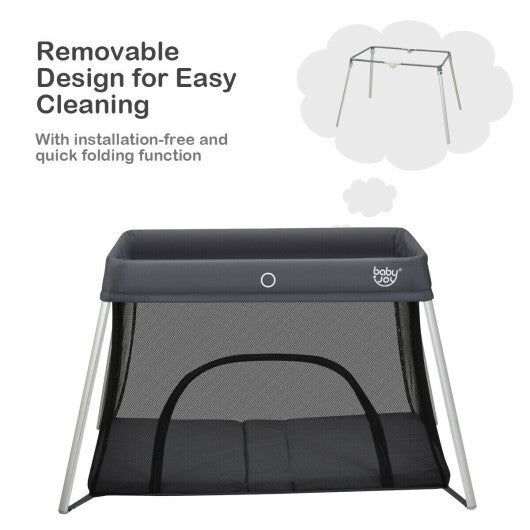 Lightweight Foldable Baby Playpen w/ Carry Bag-Dark Gray - Color: Dark Gray LuxuryLifeWay Online Store
