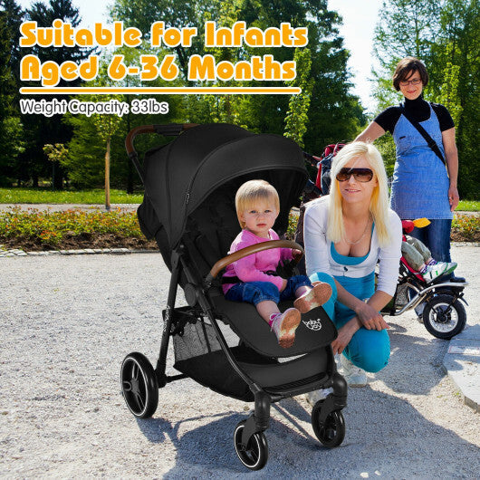 5-Point Harness Lightweight Infant Stroller with Foot Cover and Adjustable Backrest-Black LuxuryLifeWay Online Store