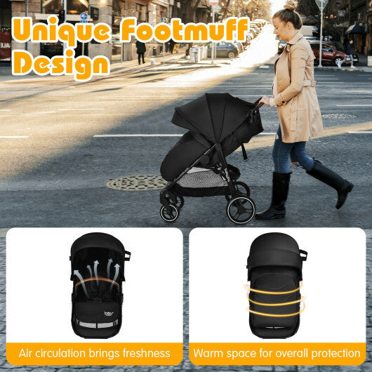 5-Point Harness Lightweight Infant Stroller with Foot Cover and Adjustable Backrest-Black LuxuryLifeWay Online Store