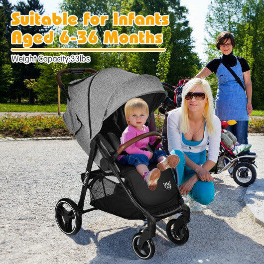 5-Point Harness Lightweight Infant Stroller with Foot Cover and Adjustable Backrest-Black LuxuryLifeWay Online Store