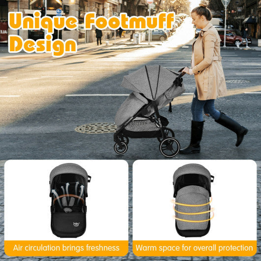 5-Point Harness Lightweight Infant Stroller with Foot Cover and Adjustable Backrest-Black LuxuryLifeWay Online Store