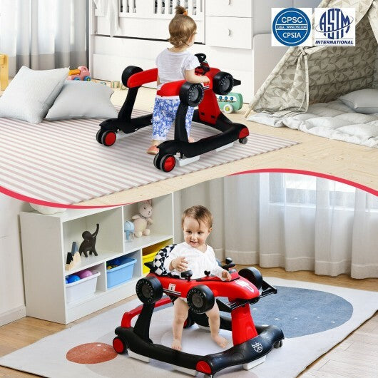 4-in-1 Foldable Activity Push Walker with Adjustable Height-Red - Color: Red LuxuryLifeWay Online Store