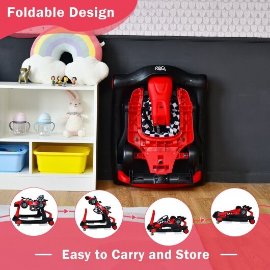 4-in-1 Foldable Activity Push Walker with Adjustable Height-Red - Color: Red LuxuryLifeWay Online Store