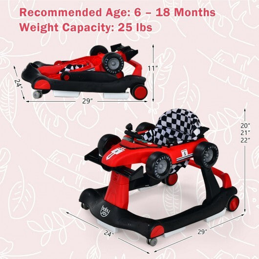 4-in-1 Foldable Activity Push Walker with Adjustable Height-Red - Color: Red LuxuryLifeWay Online Store