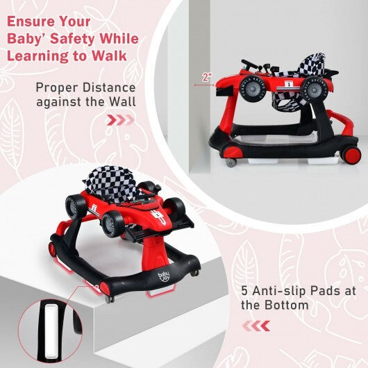 4-in-1 Foldable Activity Push Walker with Adjustable Height-Red - Color: Red LuxuryLifeWay Online Store