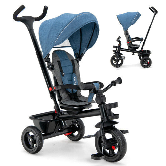 4-in-1 Baby Tricycle Toddler Trike with Convertible Seat-Blue LuxuryLifeWay Online Store