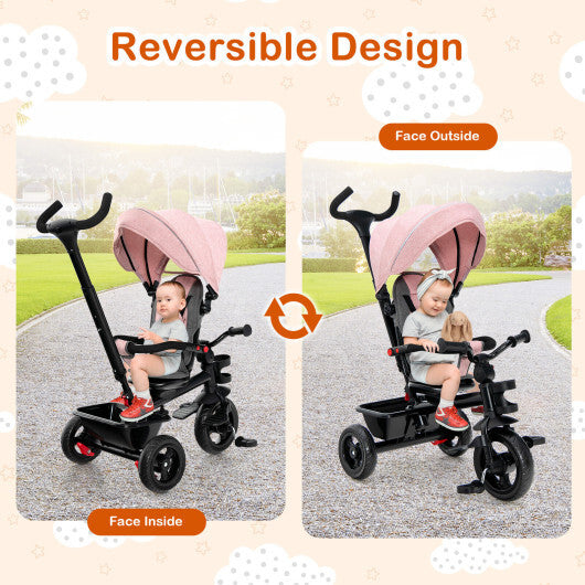 4-in-1 Baby Tricycle Toddler Trike with Convertible Seat-Pink - Color: Pink LuxuryLifeWay Online Store