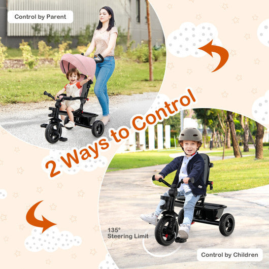 4-in-1 Baby Tricycle Toddler Trike with Convertible Seat-Pink - Color: Pink LuxuryLifeWay Online Store