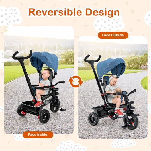 4-in-1 Baby Tricycle Toddler Trike with Convertible Seat-Blue LuxuryLifeWay Online Store