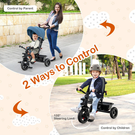 4-in-1 Baby Tricycle Toddler Trike with Convertible Seat-Blue LuxuryLifeWay Online Store