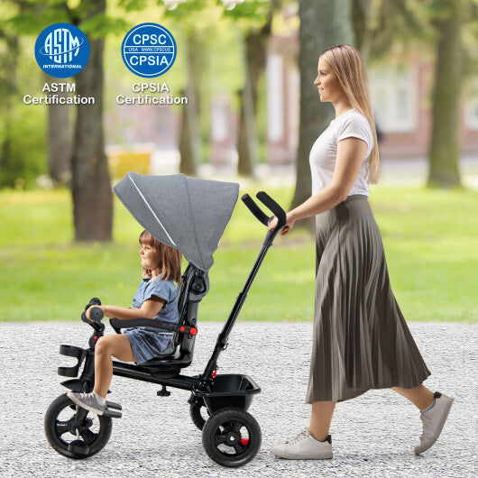4-in-1 Baby Tricycle Toddler Trike with Convertible Seat-Blue LuxuryLifeWay Online Store