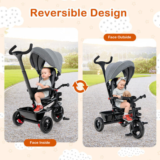 4-in-1 Baby Tricycle Toddler Trike with Convertible Seat-Blue LuxuryLifeWay Online Store