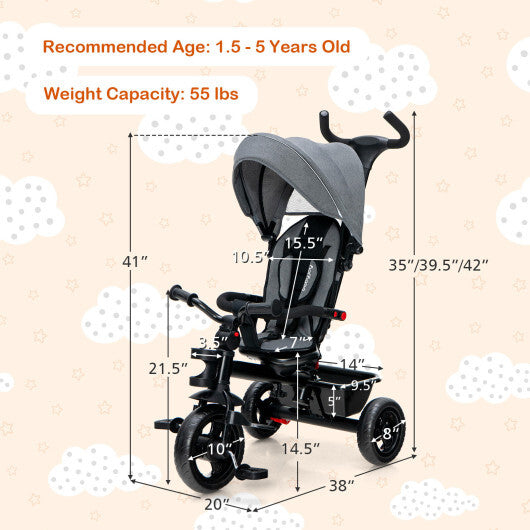 4-in-1 Baby Tricycle Toddler Trike with Convertible Seat-Blue LuxuryLifeWay Online Store