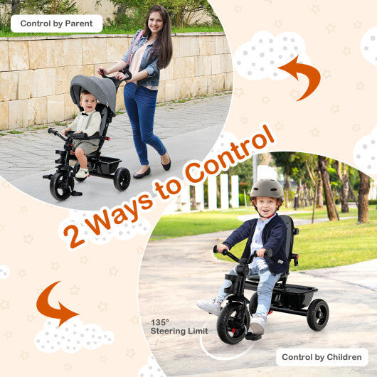 4-in-1 Baby Tricycle Toddler Trike with Convertible Seat-Blue LuxuryLifeWay Online Store