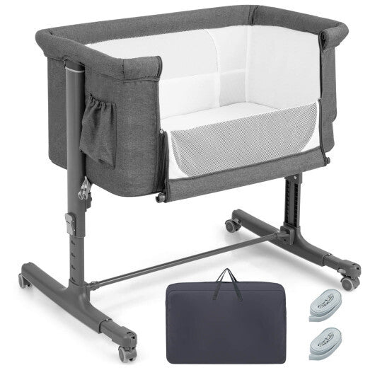Portable Baby Bedside Bassinet with 5-level Adjustable Heights and Travel Bag-Beige LuxuryLifeWay Online Store