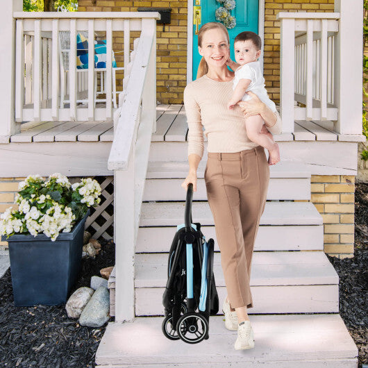 One-Hand Folding Portable Lightweight Baby Stroller with Aluminum Frame-Blue - Color: Blue LuxuryLifeWay Online Store