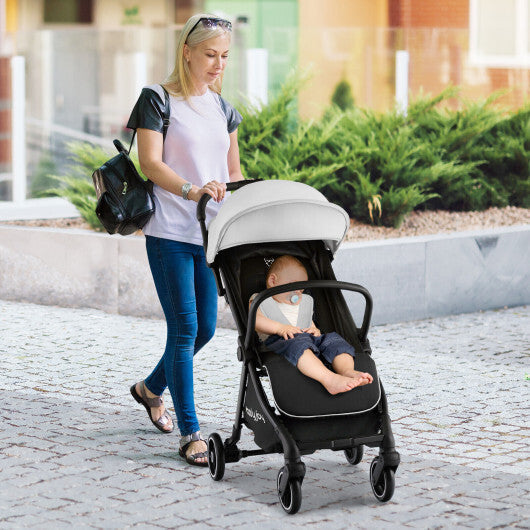 One-Hand Folding Portable Lightweight Baby Stroller with Aluminum Frame-Gray - Color: Gray LuxuryLifeWay Online Store