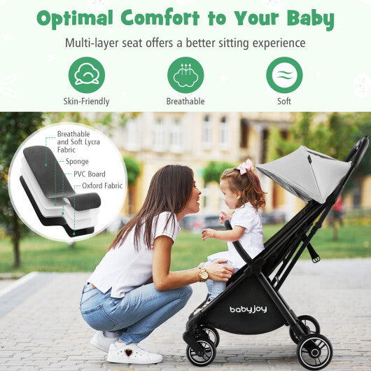 One-Hand Folding Portable Lightweight Baby Stroller with Aluminum Frame-Gray - Color: Gray LuxuryLifeWay Online Store