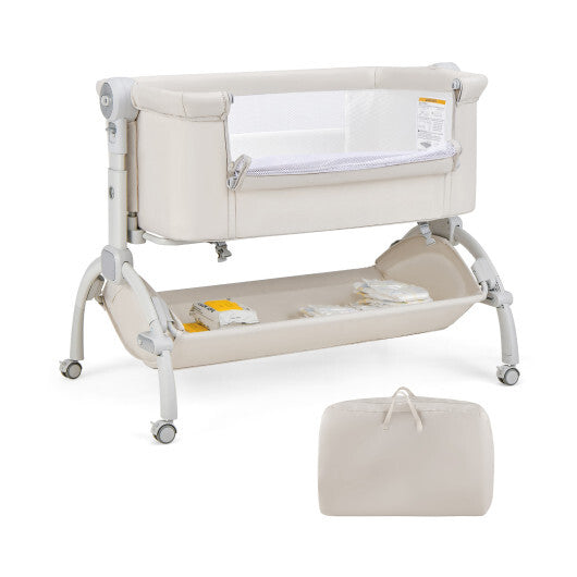 3-in-1 Baby Bassinet with Double-Lock Design and Adjustable Heights-Beige LuxuryLifeWay Online Store
