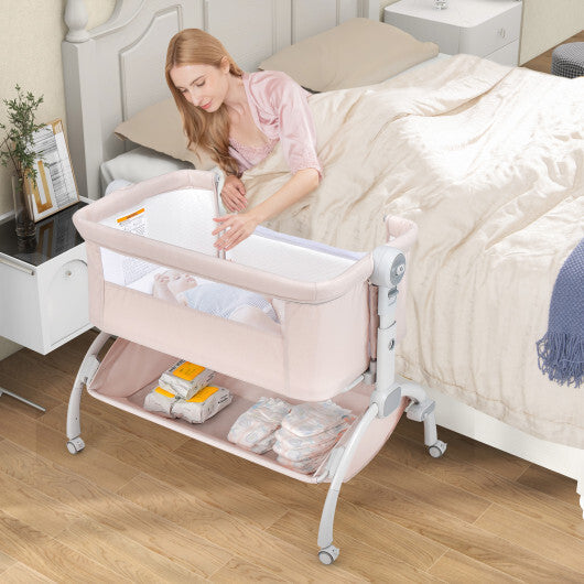 3-in-1 Baby Bassinet with Double-Lock Design and Adjustable Heights-Beige LuxuryLifeWay Online Store