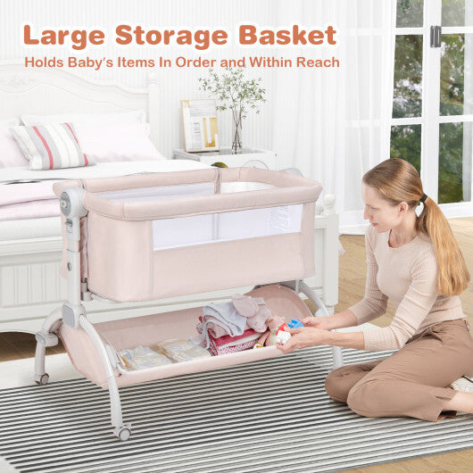 3-in-1 Baby Bassinet with Double-Lock Design and Adjustable Heights-Beige LuxuryLifeWay Online Store