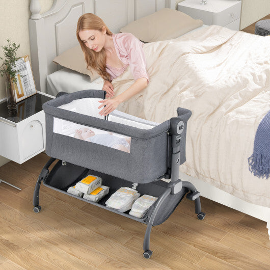 3-in-1 Baby Bassinet with Double-Lock Design and Adjustable Heights-Beige LuxuryLifeWay Online Store