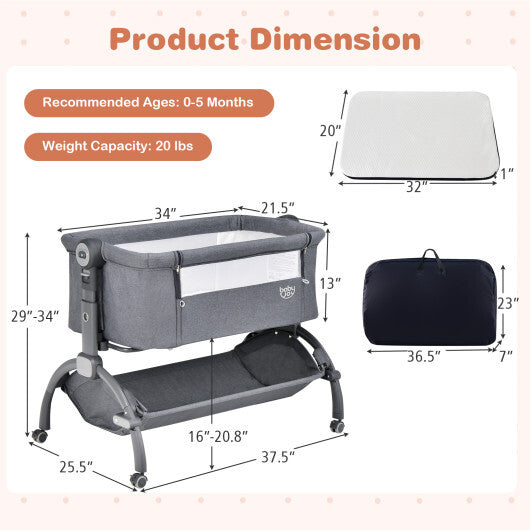 3-in-1 Baby Bassinet with Double-Lock Design and Adjustable Heights-Beige LuxuryLifeWay Online Store