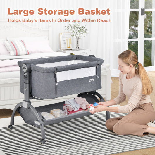 3-in-1 Baby Bassinet with Double-Lock Design and Adjustable Heights-Beige LuxuryLifeWay Online Store