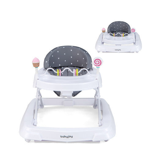 Foldable Baby Activity Walker with Adjustable Height and Detachable Seat Cushion-Gray LuxuryLifeWay Online Store